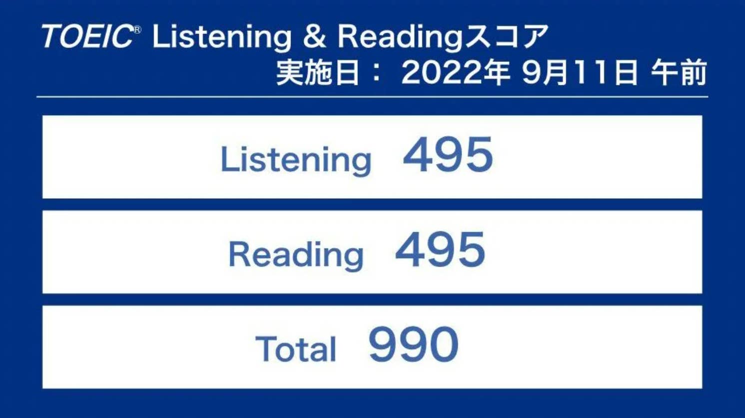 Yokoさん　990点獲得、TOEIC満点を達成！